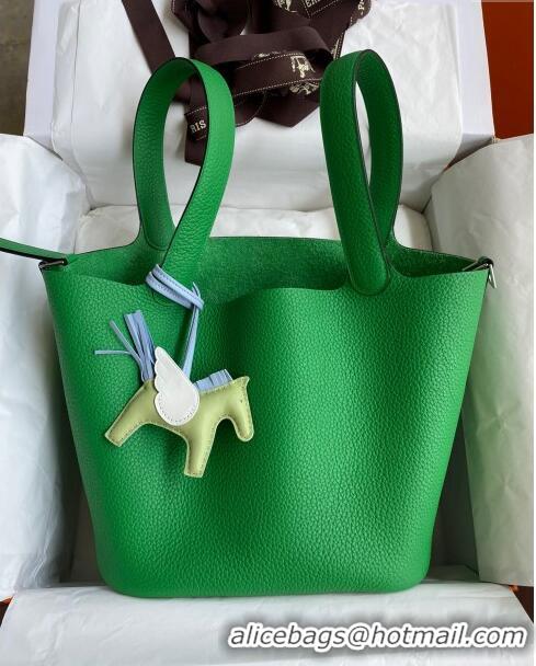 Cheap Design Hermes Picotin Lock Bag 18cm/22cm in Taurillon Clemence Leather H0701 Bamboo Green/Silver (Full Handmade)