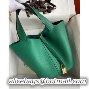 Super Quality Hermes Picotin Lock Bag 18cm/22cm in Taurillon Clemence Leather H0701 Velvet Green/Gold (Full Handmade)