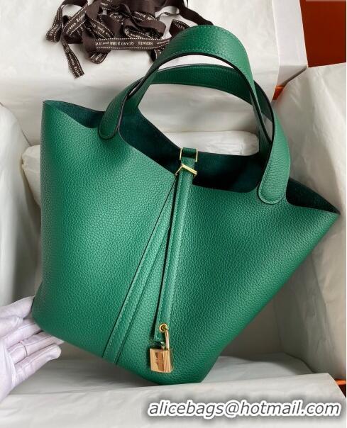 Super Quality Hermes Picotin Lock Bag 18cm/22cm in Taurillon Clemence Leather H0701 Velvet Green/Gold (Full Handmade)