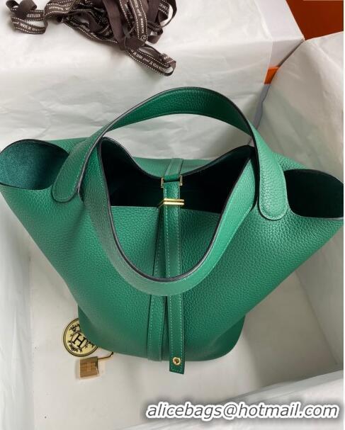 Super Quality Hermes Picotin Lock Bag 18cm/22cm in Taurillon Clemence Leather H0701 Velvet Green/Gold (Full Handmade)