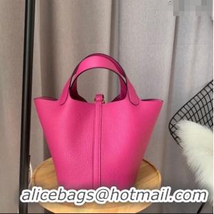 Best Price Hermes Picotin Lock Bag 18cm/22cm in Taurillon Clemence Leather H0701 Rosy/Gold (Full Handmade)