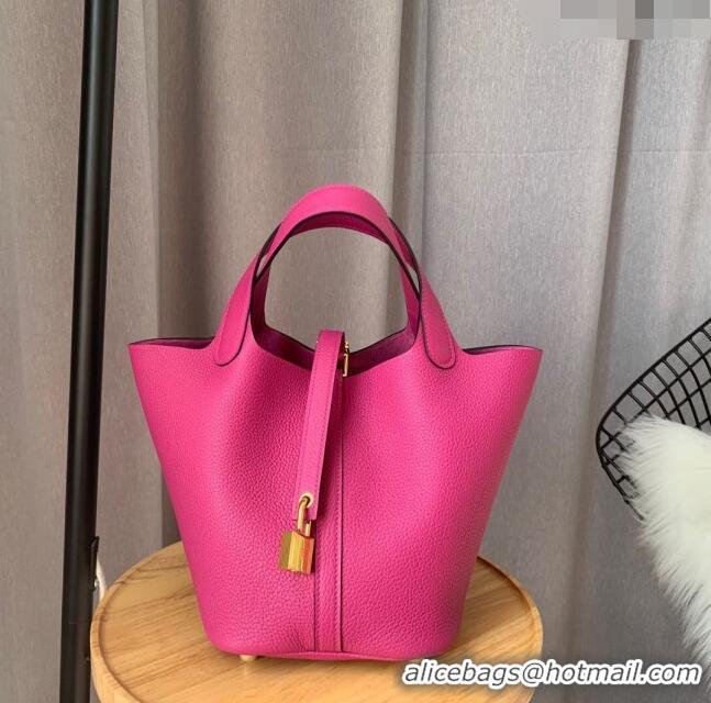 Best Price Hermes Picotin Lock Bag 18cm/22cm in Taurillon Clemence Leather H0701 Rosy/Gold (Full Handmade)