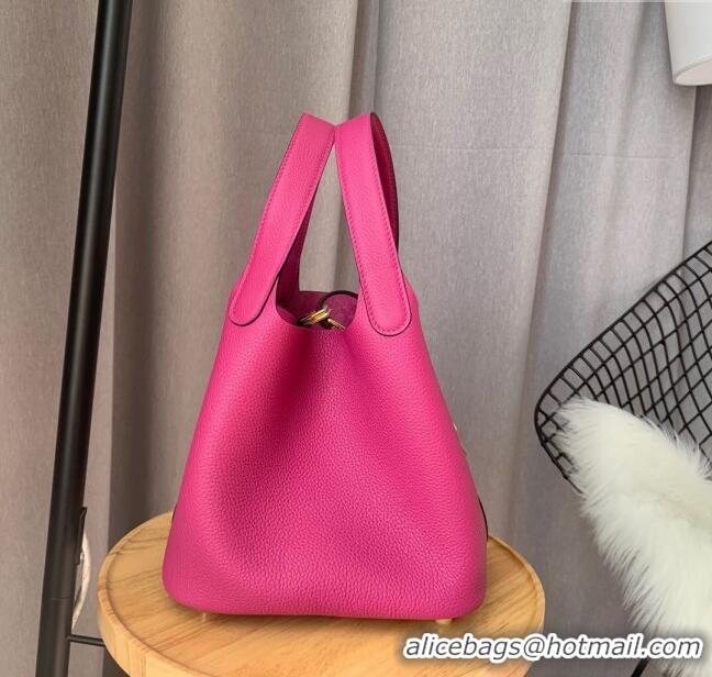 Best Price Hermes Picotin Lock Bag 18cm/22cm in Taurillon Clemence Leather H0701 Rosy/Gold (Full Handmade)