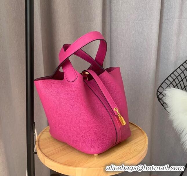 Best Price Hermes Picotin Lock Bag 18cm/22cm in Taurillon Clemence Leather H0701 Rosy/Gold (Full Handmade)