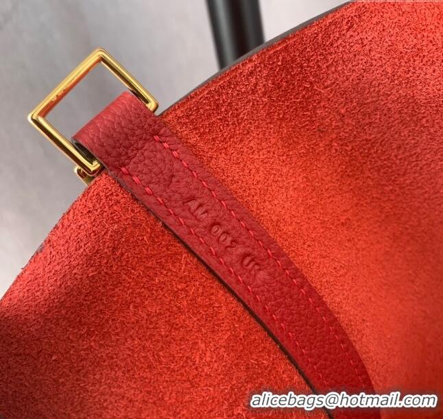 Top Design Hermes Picotin Lock Bag 18cm/22cm in Taurillon Clemence Leather H0701 Red/Gold (Full Handmade)