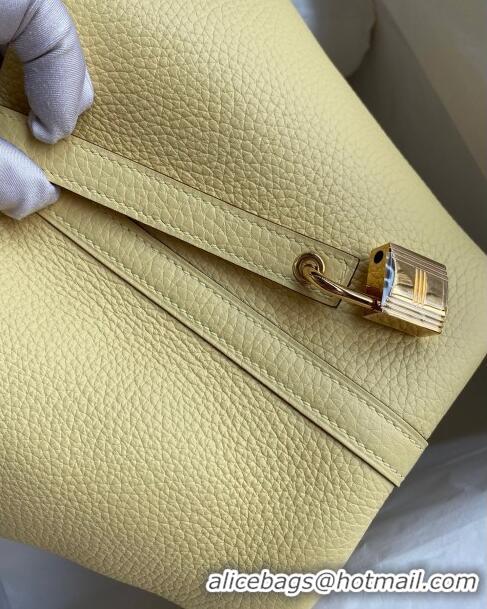 Buy New Hermes Picotin Lock Bag 18cm/22cm in Taurillon Clemence Leather H0701 Light Yellow/Gold (Full Handmade)