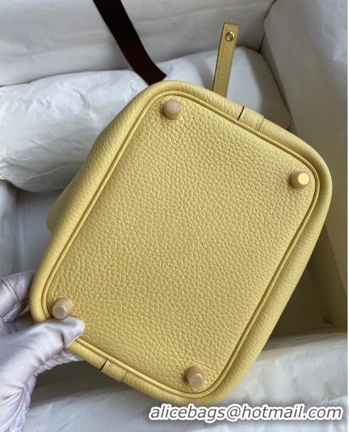 Buy New Hermes Picotin Lock Bag 18cm/22cm in Taurillon Clemence Leather H0701 Light Yellow/Gold (Full Handmade)