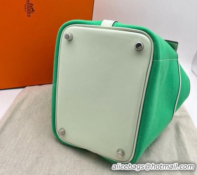 Classic Grade Hermes Cargo Picotin Lock Bag 18cm in Swift Leather and Canvas 3036 Green