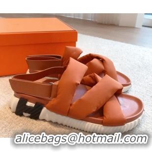 Best Grade Hermes Electric Sandals in Technical Fabric Orange 326101