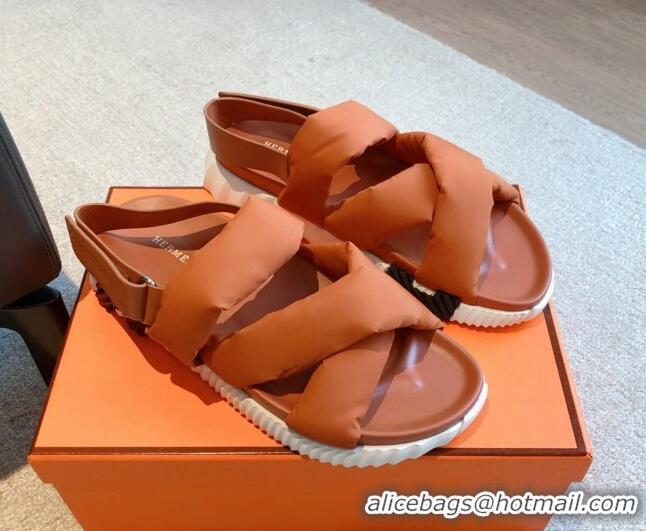 Best Grade Hermes Electric Sandals in Technical Fabric Orange 326101