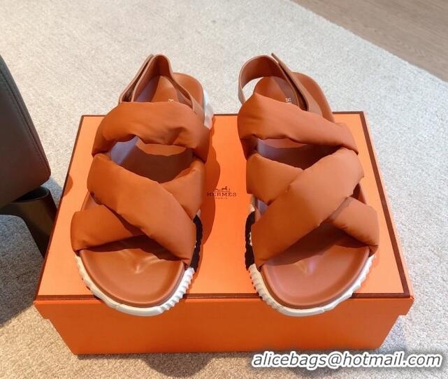 Best Grade Hermes Electric Sandals in Technical Fabric Orange 326101