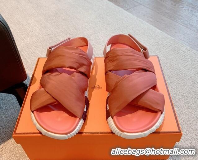 Good Quality Hermes Electric Sandals in Technical Fabric Peachy Pink 326108