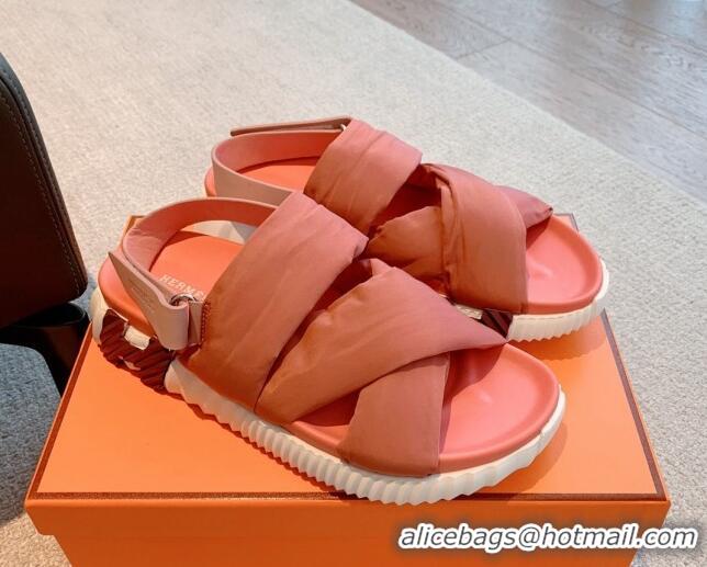 Good Quality Hermes Electric Sandals in Technical Fabric Peachy Pink 326108