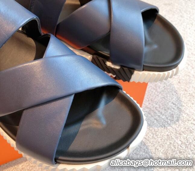 Stylish Hermes Electric Sandals in Calfskin Leather Black/White 326109