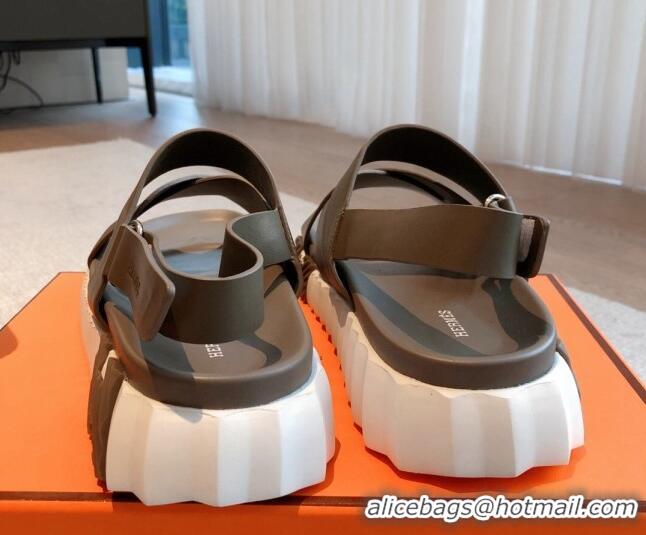 Low Price Hermes Electric Sandals in Calfskin Leather Grey 326115