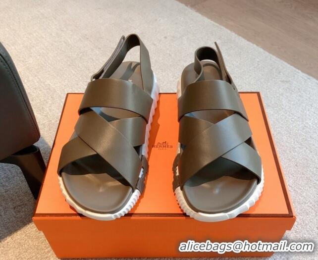 Low Price Hermes Electric Sandals in Calfskin Leather Grey 326115