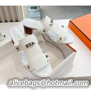 Shop Duplicate Hermes Calfskin Heel Slide Sandals White 326133