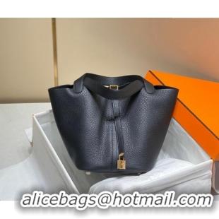 Top Quality Hermes Picotin Lock Bag 22cm in Togo Calfskin 11287 Black/Gold 2023