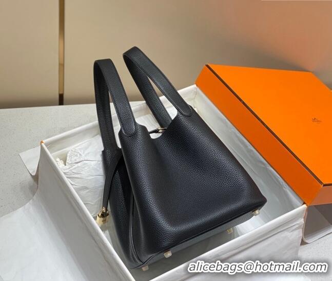 Top Quality Hermes Picotin Lock Bag 22cm in Togo Calfskin 11287 Black/Gold 2023