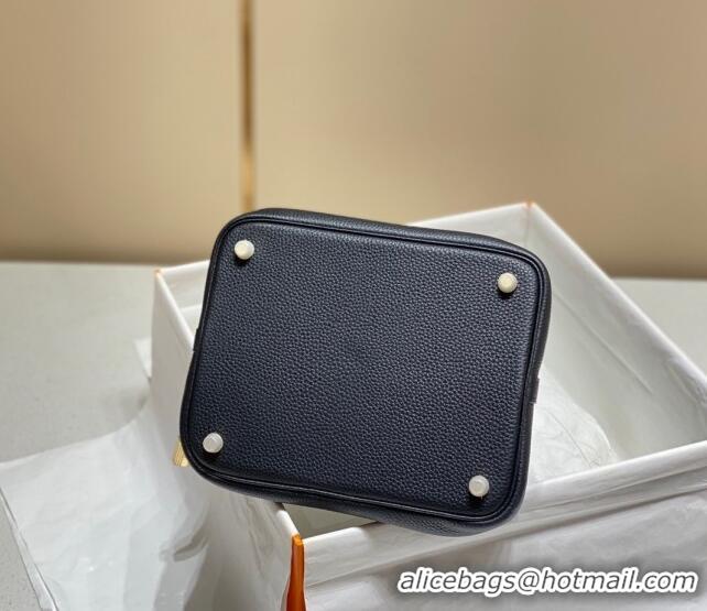 Top Quality Hermes Picotin Lock Bag 22cm in Togo Calfskin 11287 Black/Gold 2023