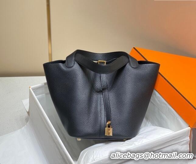 Top Quality Hermes Picotin Lock Bag 22cm in Togo Calfskin 11287 Black/Gold 2023