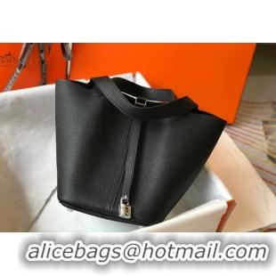 Promotional Hermes Picotin Lock Bag 18cm/22cm in Togo Calfskin 11287 Black/Silver 2023