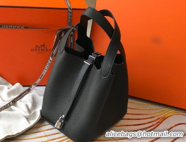 Promotional Hermes Picotin Lock Bag 18cm/22cm in Togo Calfskin 11287 Black/Silver 2023