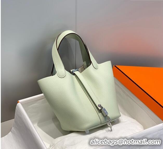 Reasonable Price Hermes Picotin Lock Bag 18cm in Togo Calfskin 11287 Bubble Green 2023