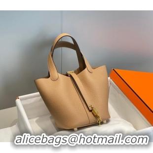 Buy Fashionable Hermes Picotin Lock Bag 18cm in Togo Calfskin 11287 Milky Tea Brown 2023