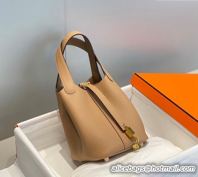 Buy Fashionable Hermes Picotin Lock Bag 18cm in Togo Calfskin 11287 Milky Tea Brown 2023