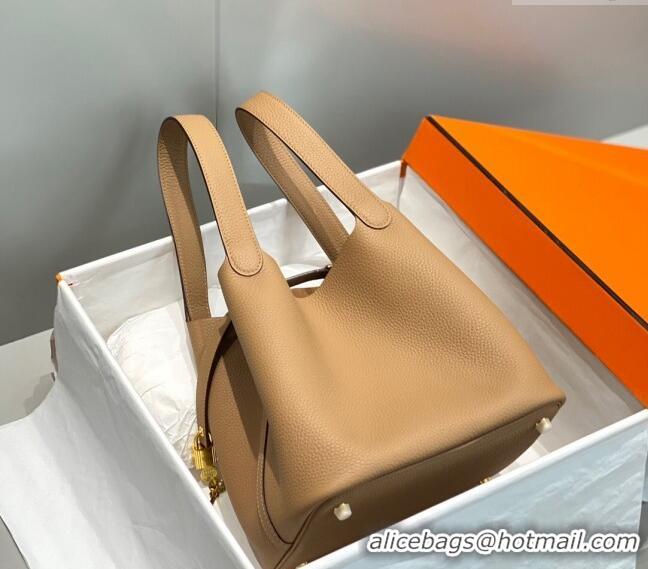 Best Price Hermes Picotin Lock Bag 22cm in Togo Calfskin 11288 Milky Tea Brown 2023