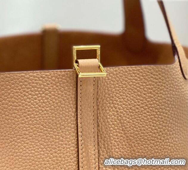 Best Price Hermes Picotin Lock Bag 22cm in Togo Calfskin 11288 Milky Tea Brown 2023