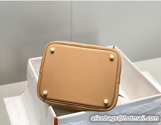 Best Price Hermes Picotin Lock Bag 22cm in Togo Calfskin 11288 Milky Tea Brown 2023