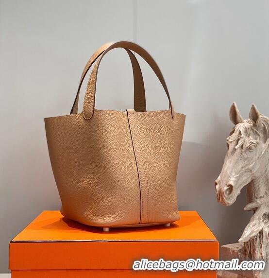 Best Price Hermes Picotin Lock Bag 22cm in Togo Calfskin 11288 Milky Tea Brown 2023