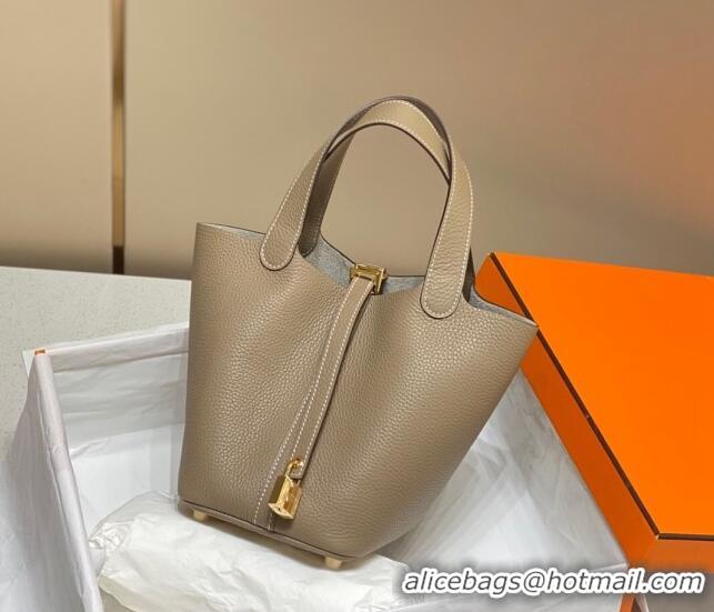 Traditional Specials Hermes Picotin Lock Bag 18cm/22cm in Togo Calfskin 11287 Dove Grey 2023