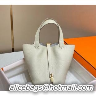 Top Quality Hermes Picotin Lock Bag 18cm/22cm in Togo Calfskin 11287 Cream White/Gold 2023