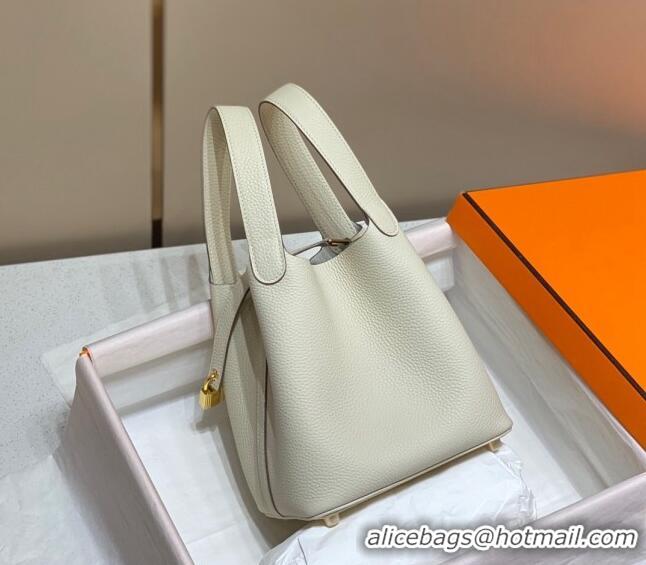 Top Quality Hermes Picotin Lock Bag 18cm/22cm in Togo Calfskin 11287 Cream White/Gold 2023