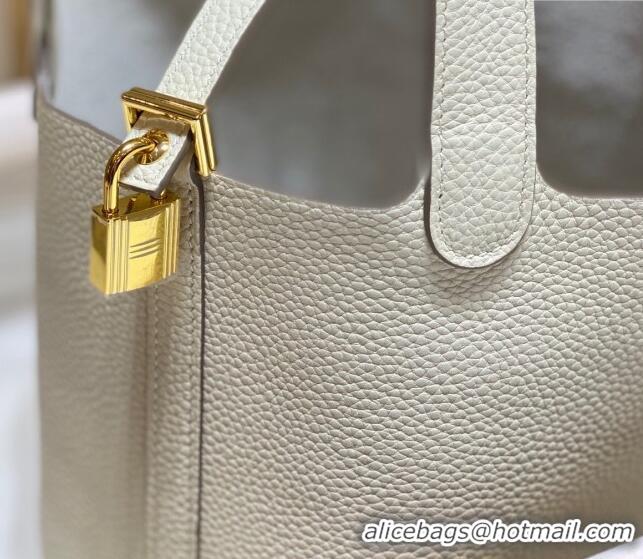 Top Quality Hermes Picotin Lock Bag 18cm/22cm in Togo Calfskin 11287 Cream White/Gold 2023