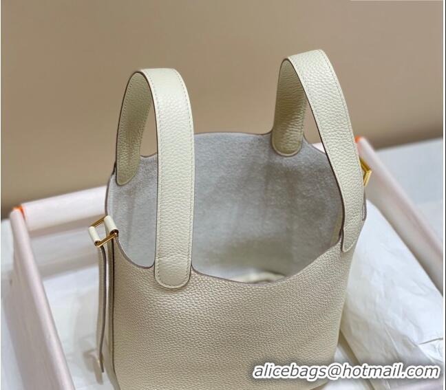 Top Quality Hermes Picotin Lock Bag 18cm/22cm in Togo Calfskin 11287 Cream White/Gold 2023