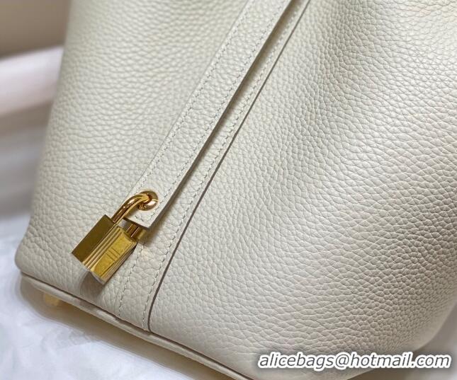 Top Quality Hermes Picotin Lock Bag 18cm/22cm in Togo Calfskin 11287 Cream White/Gold 2023