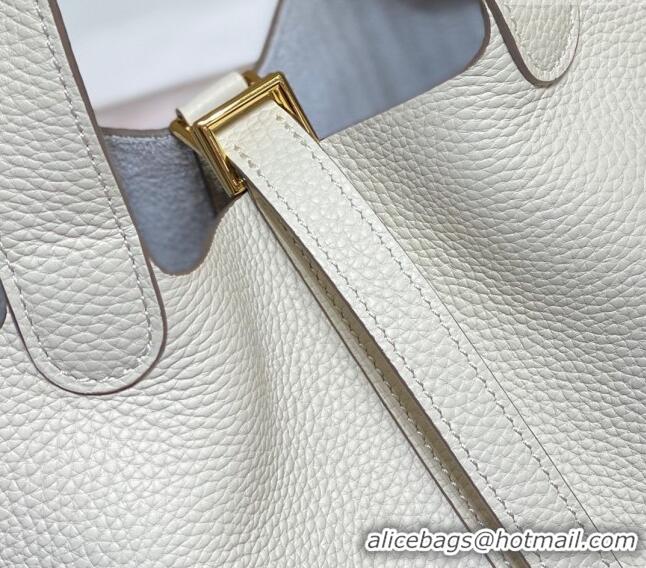 Top Quality Hermes Picotin Lock Bag 18cm/22cm in Togo Calfskin 11287 Cream White/Gold 2023