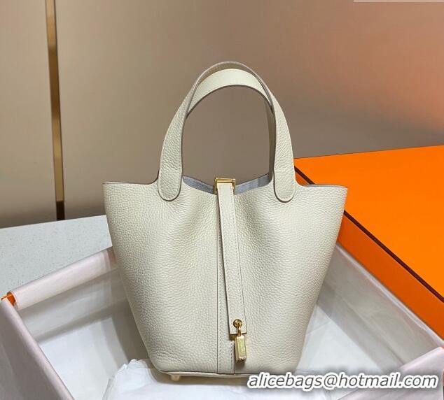 Top Quality Hermes Picotin Lock Bag 18cm/22cm in Togo Calfskin 11287 Cream White/Gold 2023