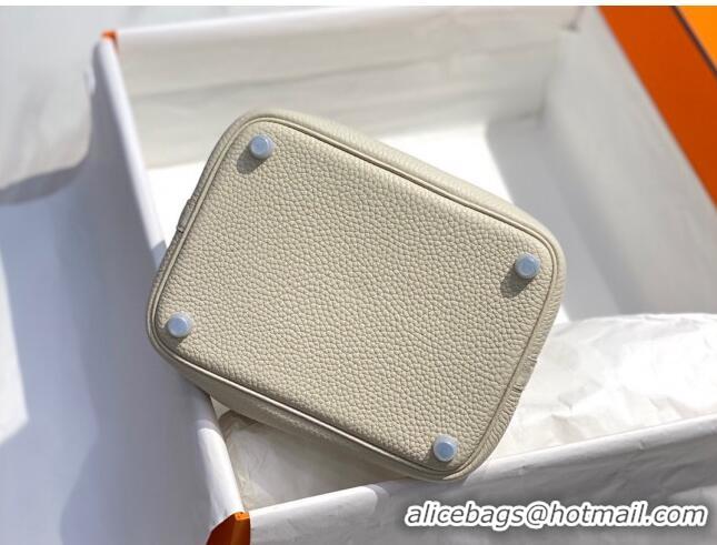 Luxurious Hermes Picotin Lock Bag 18cm/22cm in Togo Calfskin 11287 Cream White/Silver 2023