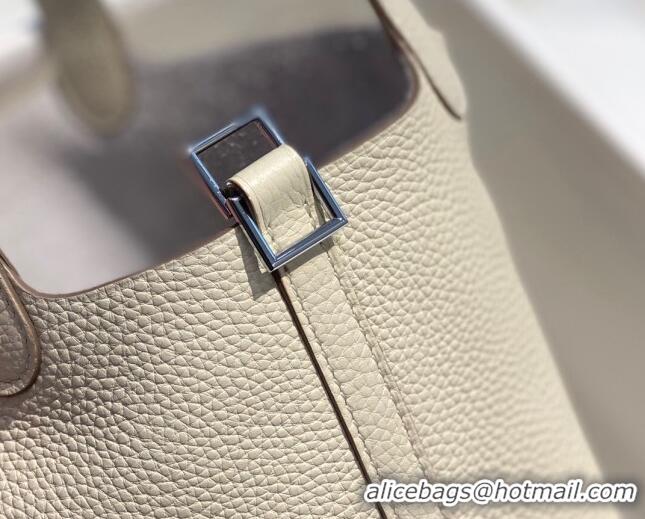 Luxurious Hermes Picotin Lock Bag 18cm/22cm in Togo Calfskin 11287 Cream White/Silver 2023