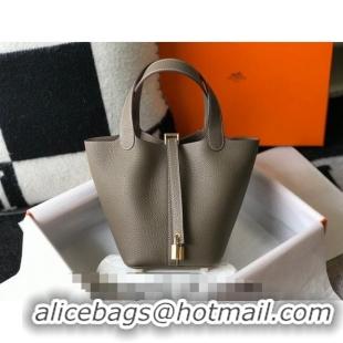 Top Quality Hermes Picotin Lock Bag 18cm in Togo Calfskin Elephant 11287 Grey/Gold 2023