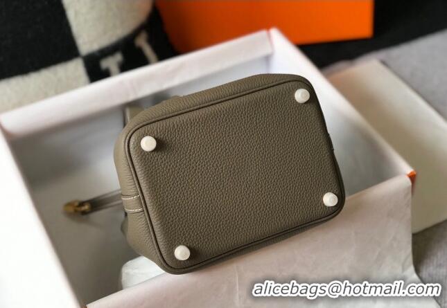 Top Quality Hermes Picotin Lock Bag 18cm in Togo Calfskin Elephant 11287 Grey/Gold 2023