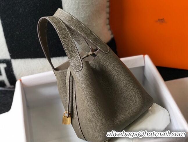 Top Quality Hermes Picotin Lock Bag 18cm in Togo Calfskin Elephant 11287 Grey/Gold 2023