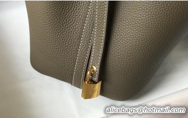 Top Quality Hermes Picotin Lock Bag 18cm in Togo Calfskin Elephant 11287 Grey/Gold 2023