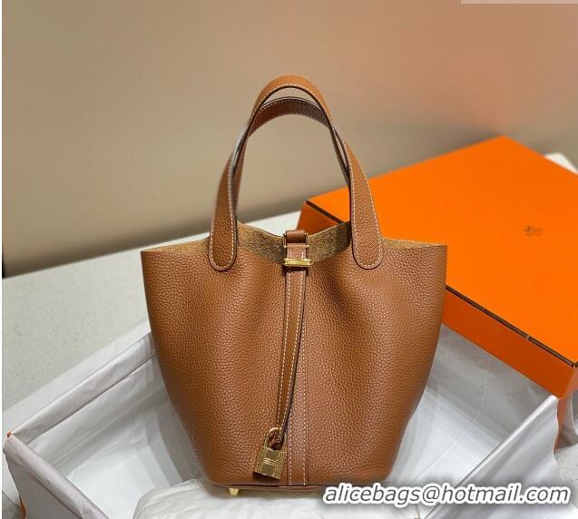 Trendy Design Hermes Picotin Lock Bag 18cm/22cm in Togo Calfskin 11287 Golden Brown/Gold 2023