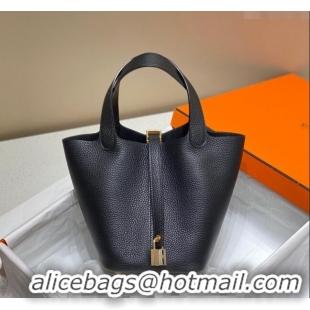 Super Quality Hermes Picotin Lock Bag 18cm in Togo Calfskin 11287 Black/Gold 2023